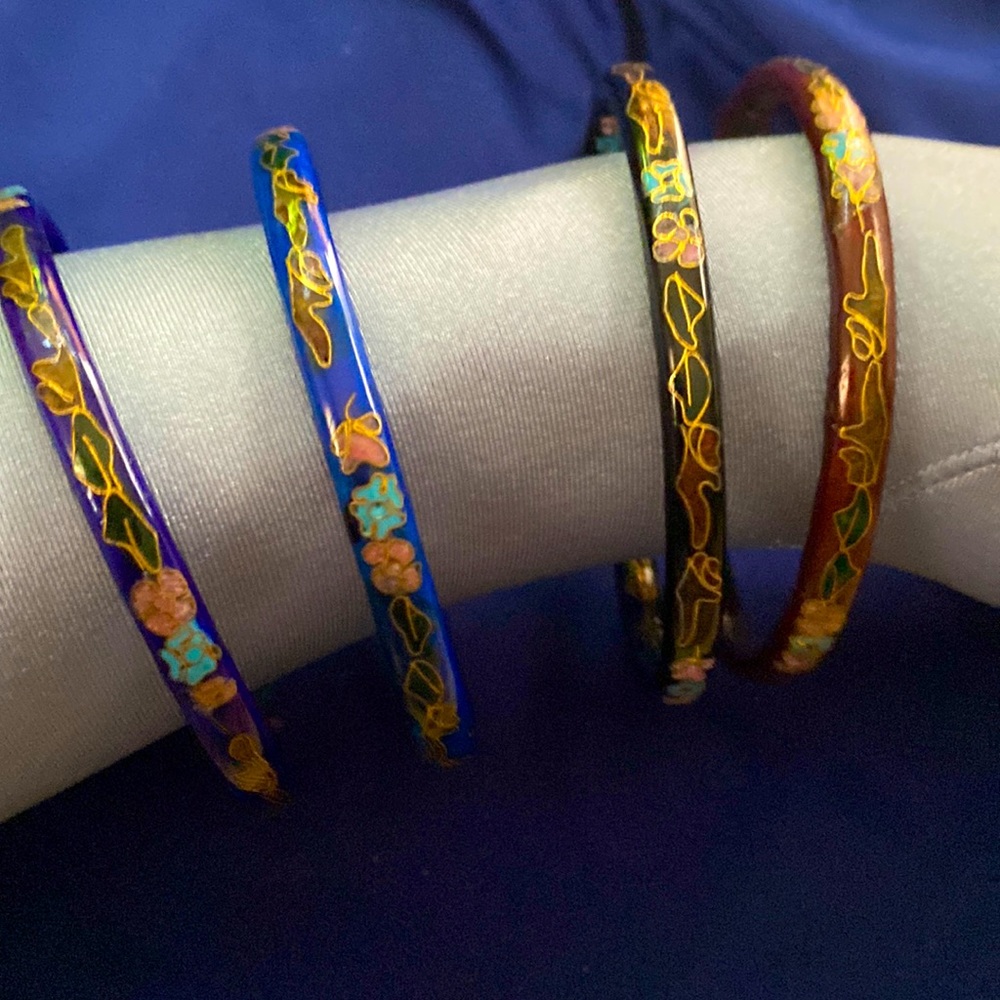 Beautiful Vintage Cloisonn Painted Bangles Choose Your Color